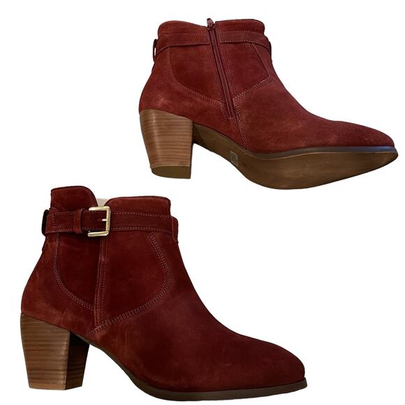 Diba Sleek Bootie 8.5 Red Burgundy Leather Boot Fall Winter autumn - Picture 1 of 8